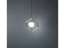 Sospensione Contemporanea Cube Metallo Oro 1 Luce G9 Dorado New