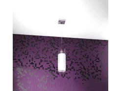Lámpara Suspendida-Sospensione Contemporanea Cilinder Metallo Cromo Vetro Satinato 1 Luce E27 Blanco