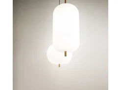 Lámpara Suspendida-Sospensione Contemporanea Cirro Metallo Oro Vetro Bianco Led 18W 3000K Blanco
