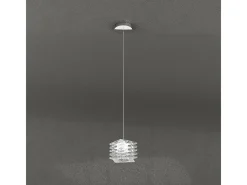 Lámpara Suspendida-Sospensione Contemporanea Rubik Metallo Cromo Diffusore Cristallo 1 Luce G9 Blanco