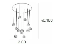 Discount Sospensione Contemporanea Rubik Metallo Cromo Diffusore Cristallo 12 Luci G9 Blanco