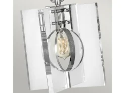 Outlet Sospensione Contemporanea Ludlow Acciaio Nichel Lucido Acrilico 1 Luce E27 Gris