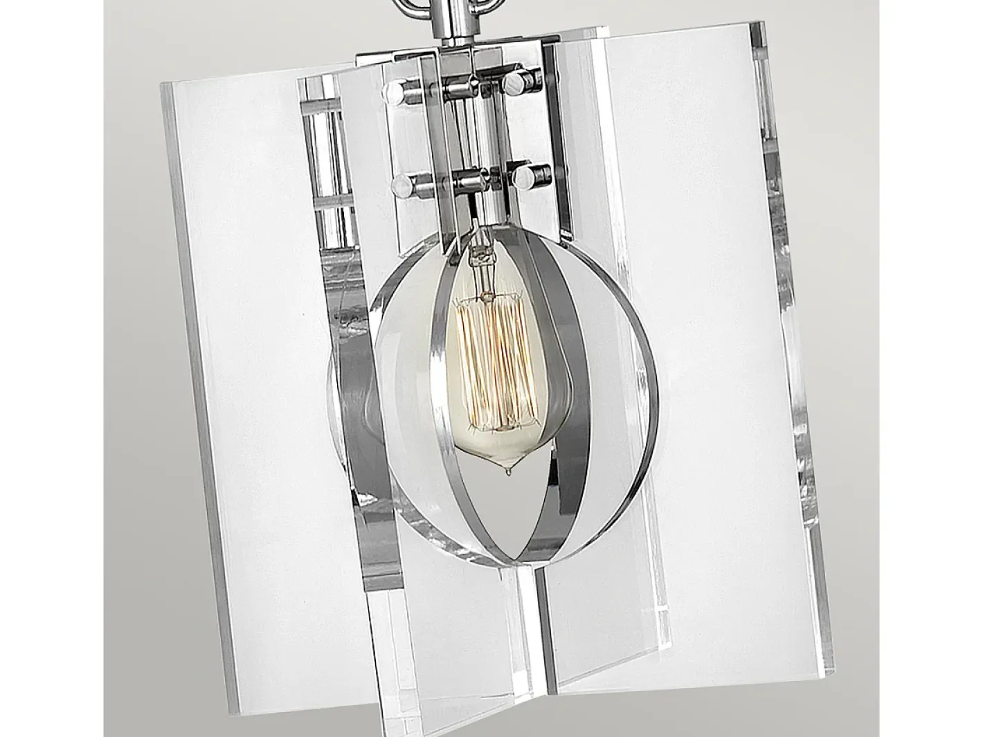 Outlet Sospensione Contemporanea Ludlow Acciaio Nichel Lucido Acrilico 1 Luce E27 Gris