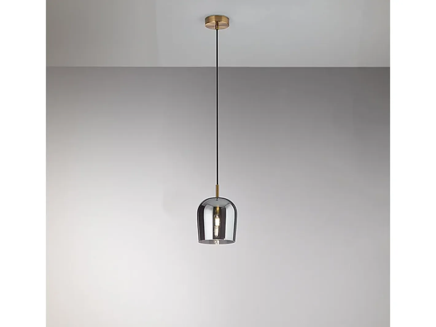 Sospensione Contemporanea Coro Metallo Oro Spazzolato Vetro Fumè 1 Luce E14 Multicolor Hot