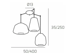 Lámpara Suspendida-Sospensione Cromo 3 Luci Spostabile Vetri Alpha + Beta + Gamma Trasparenti Plateado