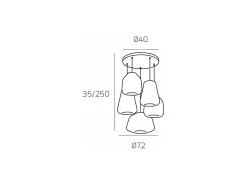 Lámpara Suspendida-Sospensione Cromo 5 Luci Tonda Vetri (Alpha Tr) (Beta 2X Tr) (Gamma 2X Fu) Gris