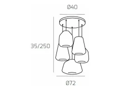 Lámpara Suspendida-Sospensione Cromo 5 Luci Tonda Vetri (Alpha Tr) (Beta 2X Tr) (Gamma 2X Fu) Gris