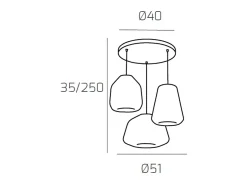 Clearance Sospensione Cromo 3 Luci Tonda Vetri Alpha + Beta + Gamma Ambra Plateado