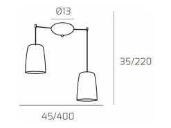 Outlet Sospensione Cromo Spostabile 2 Luci Ambra Plateado