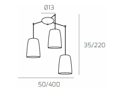 New Sospensione Cromo Spostabile 3 Luci Rame Cobrizo