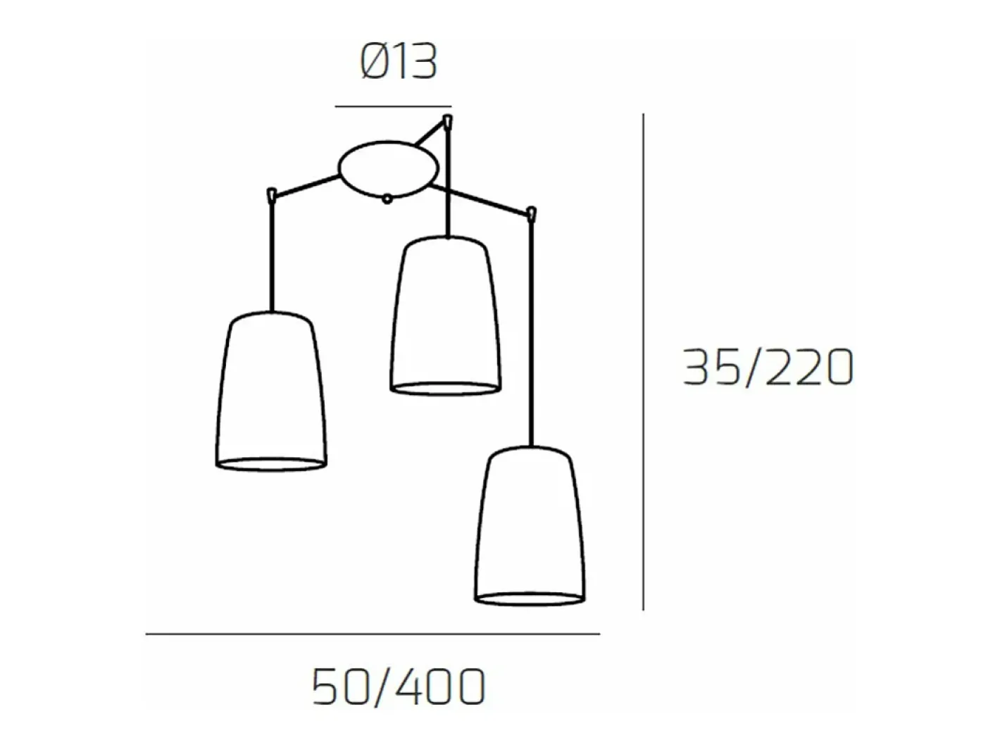 New Sospensione Cromo Spostabile 3 Luci Rame Cobrizo