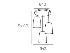 Sospensione Cromo Tonda 3 Luci (1 Am+1 Ra+1 Cr) Plateado Clearance