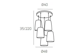 Sospensione Cromo Tonda 5 Luci Ambra Plateado Best