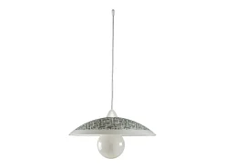 Clearance Sospensione Diam.40 cm 1 Luce Plastica Vetro Serigrafato Bianco e Grigio Serie Dodo Blanco