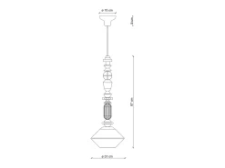 Ferroluce Lámpara Suspendida-Sospensione Grande Vintage Decò Lariat Ceramica Bianco Latte 1 Luce E27 Blanco