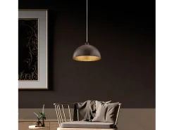Sospensione Industrial 1 Luce Marcus In Ferro Laccato Ruggine E Oro Diam 35 Marru00f3n chocolate