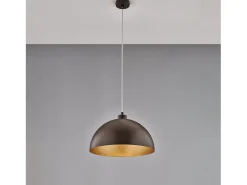 Sospensione Industrial 1 Luce Marcus In Ferro Laccato Ruggine E Oro Diam 35 Marru00f3n chocolate