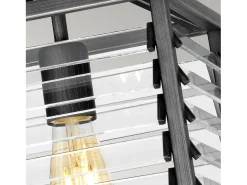 Sospensione Industrial Nordica Louvre Acciaio Canna Di Fucile Vetro 1 Luce E27 Gris