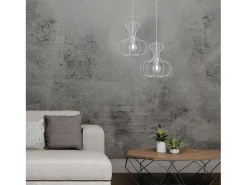 Lámpara Suspendida-Sospensione Industrial Titty 1 Luce Ferro Laccato Bianco E Argento Blanco