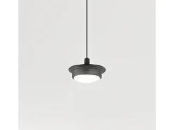Lámpara Suspendida-Sospensione Industrial-Minimal-Nordico Hunter Alluminio Nero Vetro Led 5W 3000K Negro