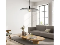 Sale Sospensione Industrial-Nordico Onda Acciaio Nero 1 Luce E27 Negro