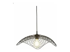 Lámpara Suspendida-Sospensione Industrial-Nordico Parachute Acciaio Nero 1 Luce E27 Negro