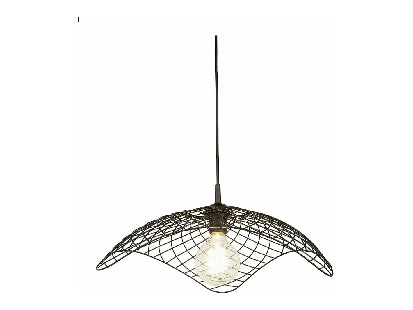 Lámpara Suspendida-Sospensione Industrial-Nordico Parachute Acciaio Nero 1 Luce E27 Negro
