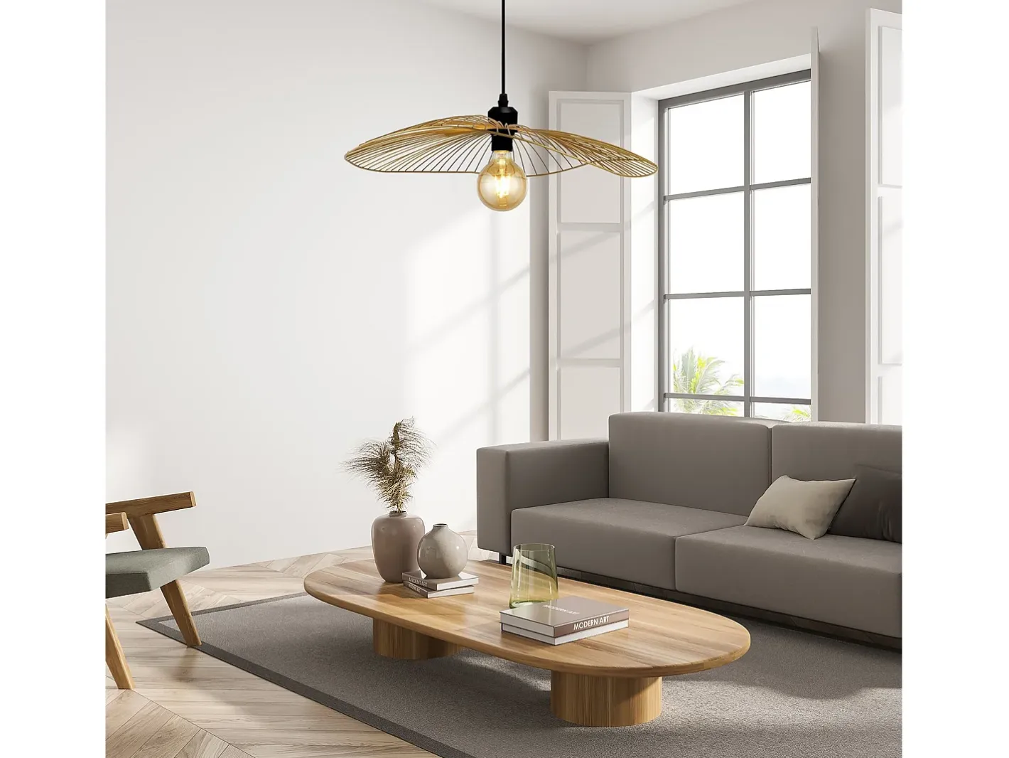 New Sospensione Industrial-Nordico Onda Acciaio Nero Oro 1 Luce E27 Dorado