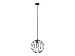 Lámpara Suspendida-Sospensione Industrial-Nordico Rondo Acciaio Nero 1 Luce E27 Negro