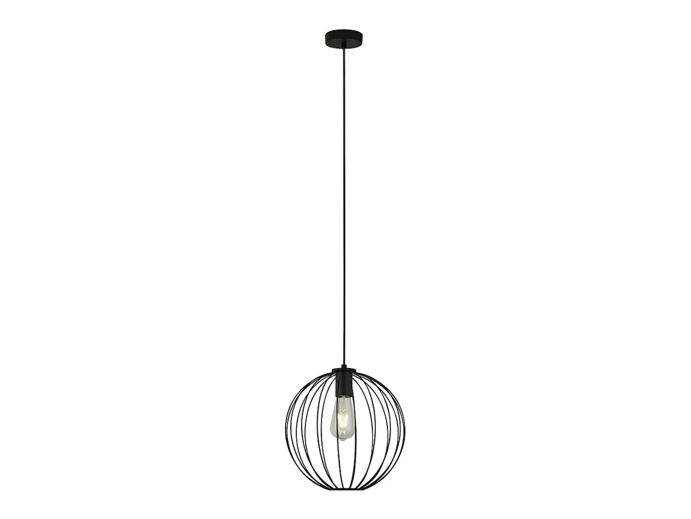 Lámpara Suspendida-Sospensione Industrial-Nordico Rondo Acciaio Nero 1 Luce E27 Negro