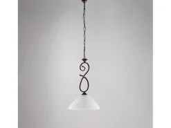 Lámpara Suspendida-Sospensione Luce 1 Dallas BeLight Ferro Battuto Nero e Ruggine Vetro Bianco Marru00f3n chocolate