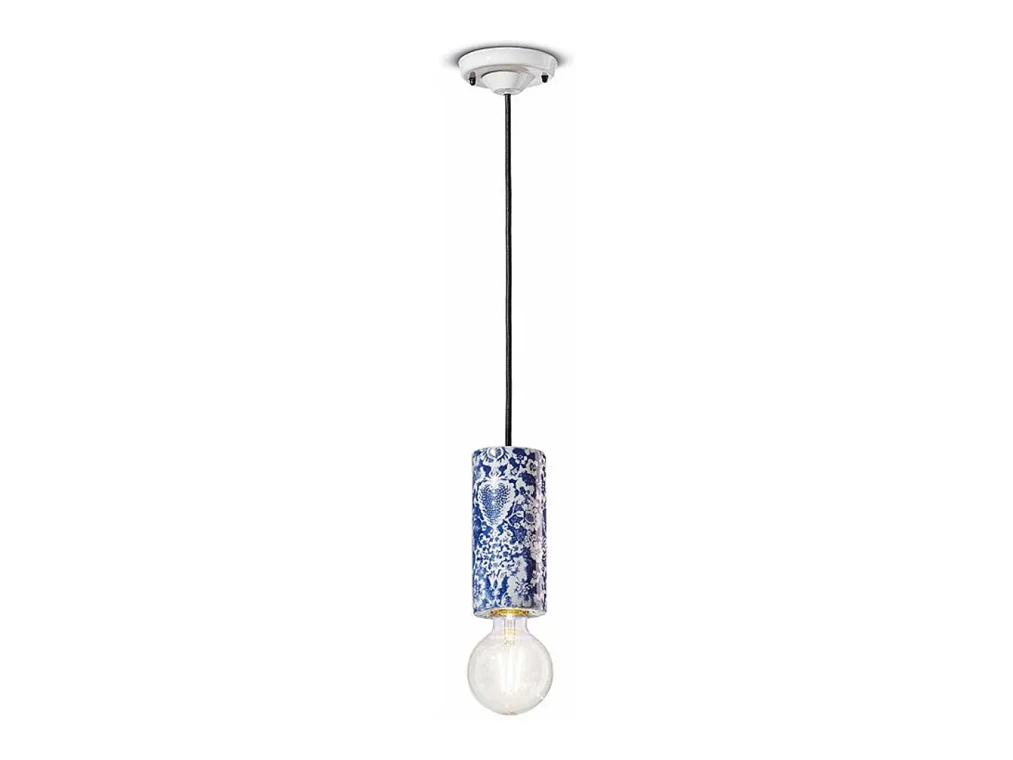 New Ferroluce Sospensione Media Vintage Decò Pi Ceramica Ming Rosso 1 Luce E27 Rojo