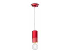 Ferroluce Sospensione Media Vintage Decò Pi Ceramica Rosso Corallo 1 Luce E27 Rojo Online