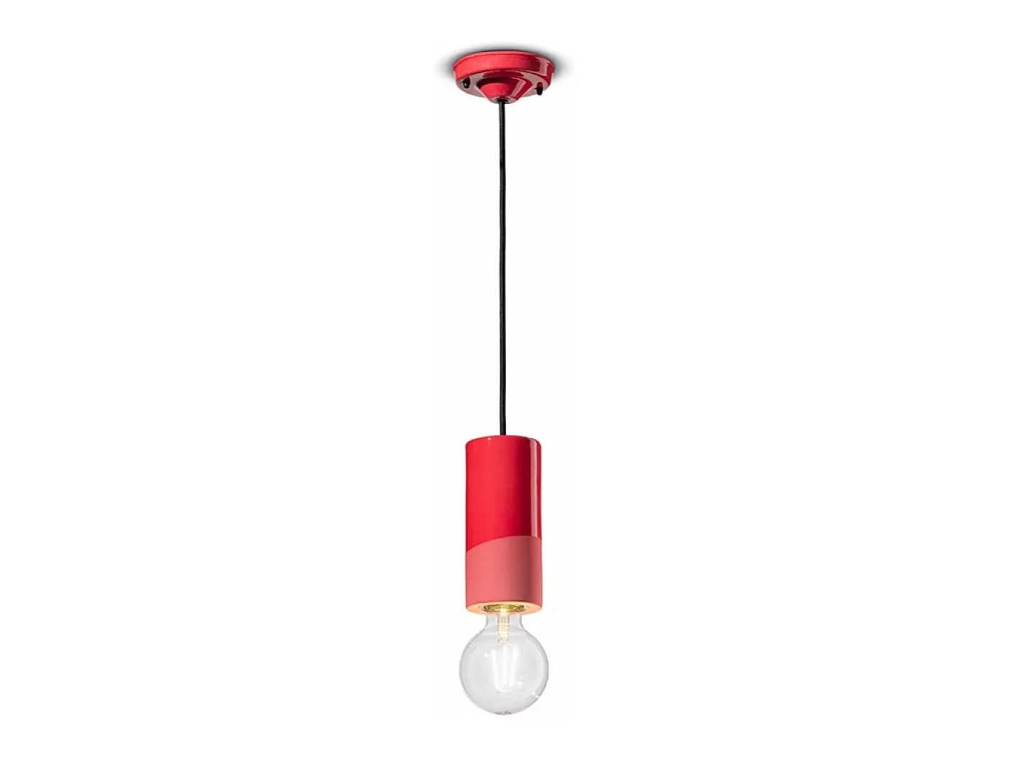 Ferroluce Sospensione Media Vintage Decò Pi Ceramica Rosso Corallo 1 Luce E27 Rojo Online