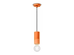 Ferroluce Sospensione Media Vintage Decò Pi Ceramica Arancio Pesca 1 Luce E27 Naranja