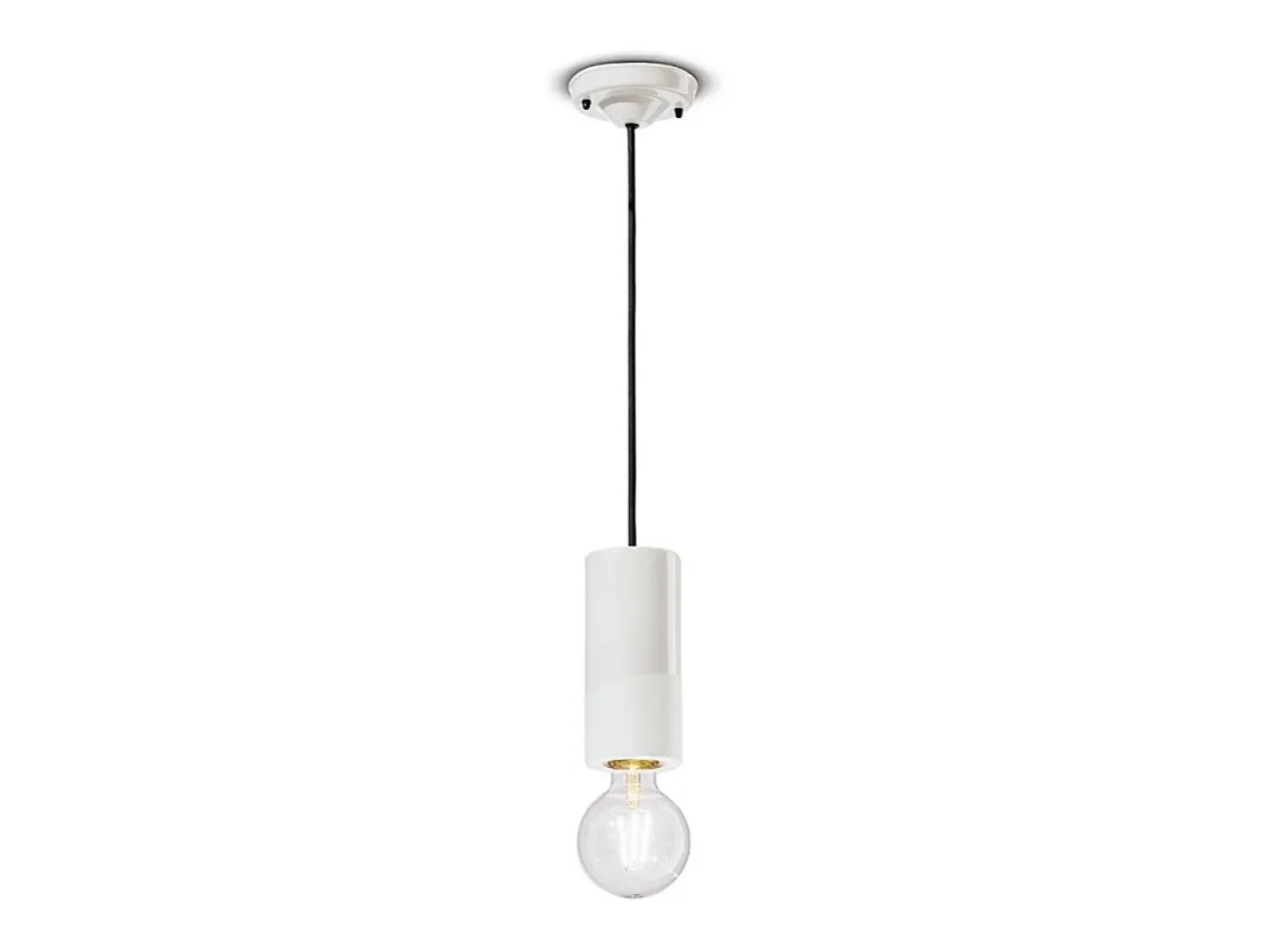 Outlet Ferroluce Sospensione Media Vintage Decò Pi Ceramica Bianco Grezzo 1 Luce E27 Blanco