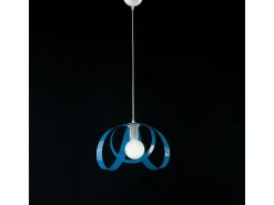 Lámpara Suspendida-Sospensione Moderna 1 Luce Ferro Laccato Bianco e Azzurro Serie Piovra Blanco