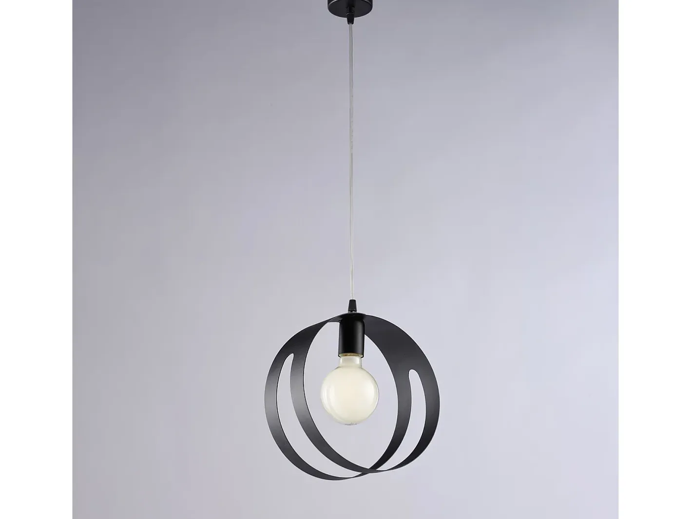 Lámpara Suspendida-Sospensione Moderna 1 Luce Peter In Ferro Nero Taglio Laser Negro
