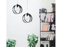 Lámpara Suspendida-Sospensione Moderna 1 Luce Peter In Ferro Nero Taglio Laser Negro