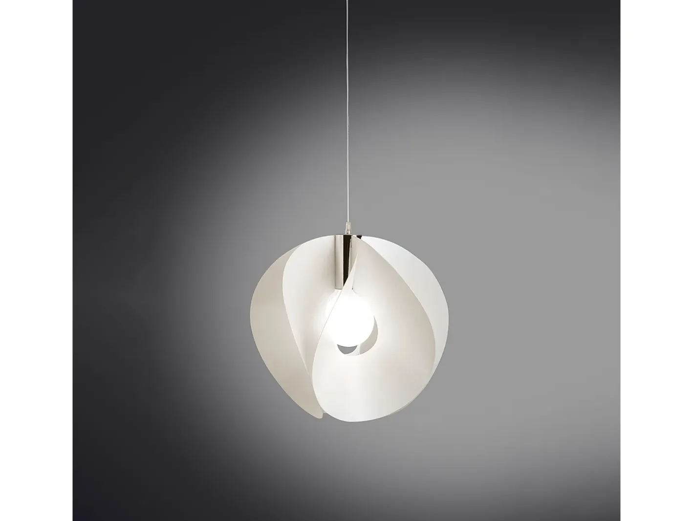 Lámpara Suspendida-Sospensione Moderna Atom Polilux ® Bianco E Metallo Cromo 1 Luce E27 D54Cm Blanco