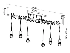 Sale Sollux Lighting Sospensione Moderna Barra Dritta 6 Luci Nero E27 Colgante de barra recto moderno 6 luces E27 Negro