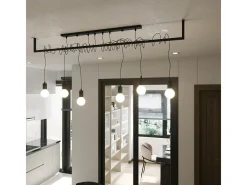 New Sollux Lighting Sospensione Moderna Barra Dritta 2 Luci Nero E27 Colgante moderno de barra recta 2 luces E27 Negro