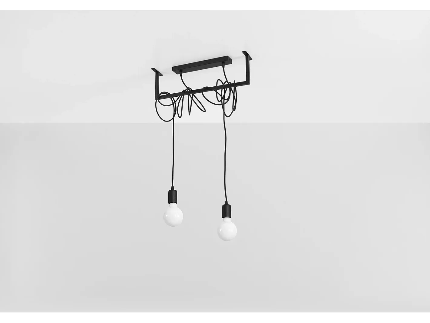 New Sollux Lighting Sospensione Moderna Barra Dritta 2 Luci Nero E27 Colgante moderno de barra recta 2 luces E27 Negro