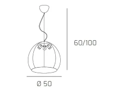Sospensione Moderna Basket Alluminio E Metallo Grigio 3 Luci E27 50Cm Gris