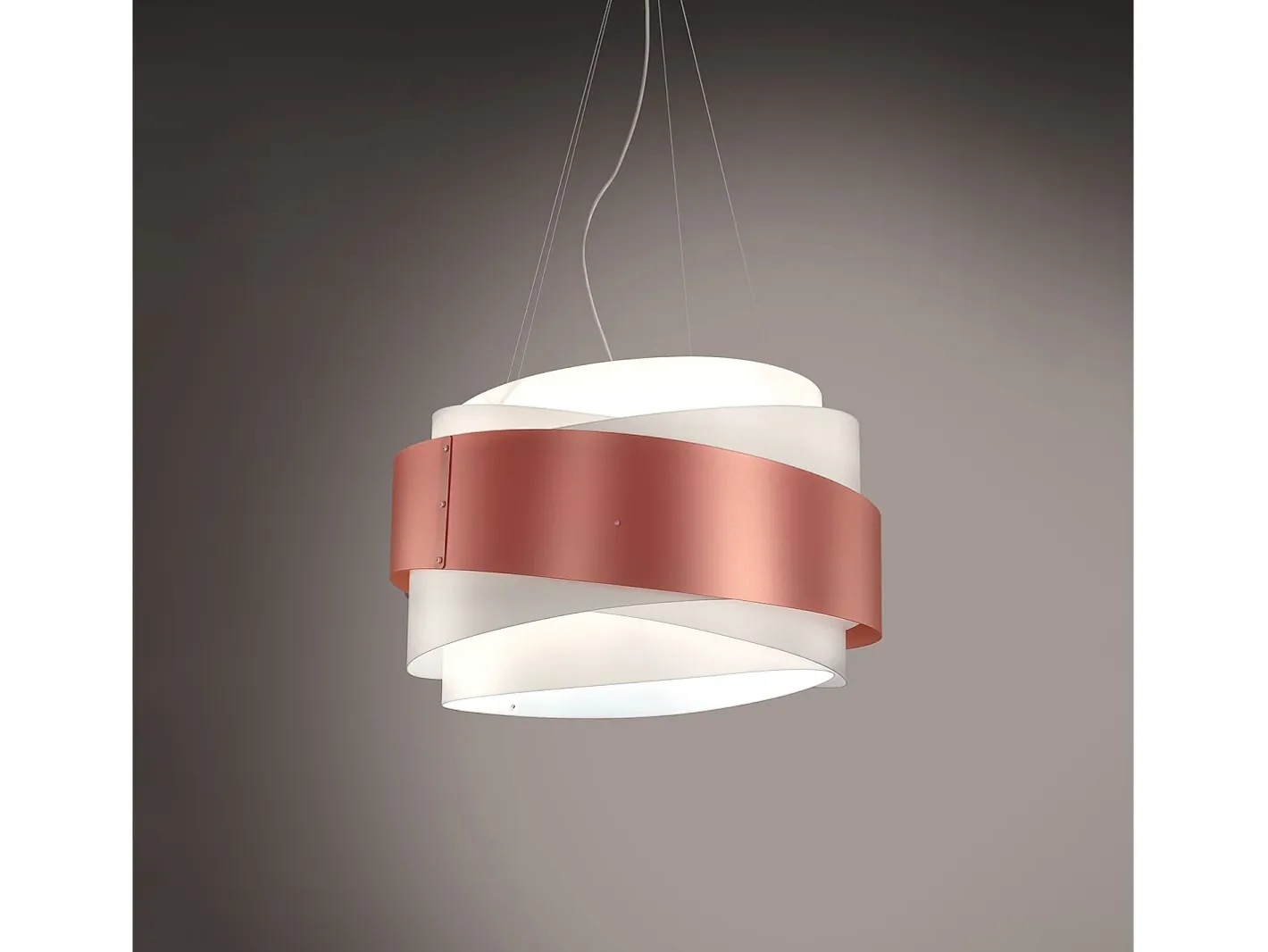 Lámpara Suspendida-Sospensione Moderna Bea Polilux ® Rame E Metallo Cromo 1 Luce E27 D60Cm Cobrizo