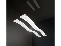 Sale Sospensione Moderna Bend Metallo Bianco Acrilico Led 48W 3000K Blanco