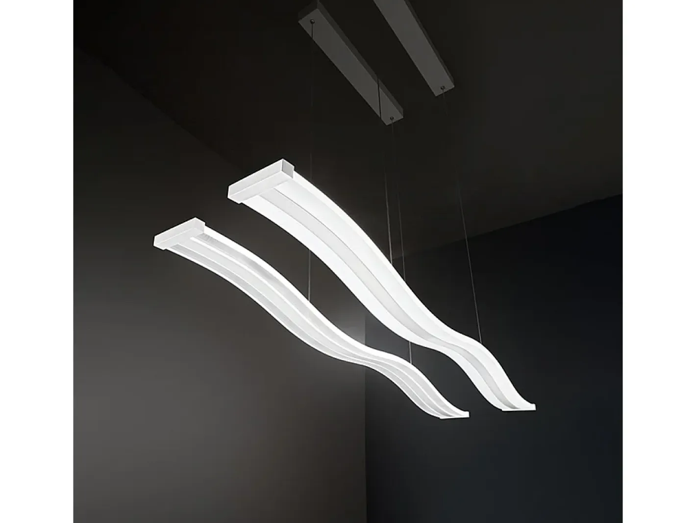 Sale Sospensione Moderna Bend Metallo Bianco Acrilico Led 48W 3000K Blanco