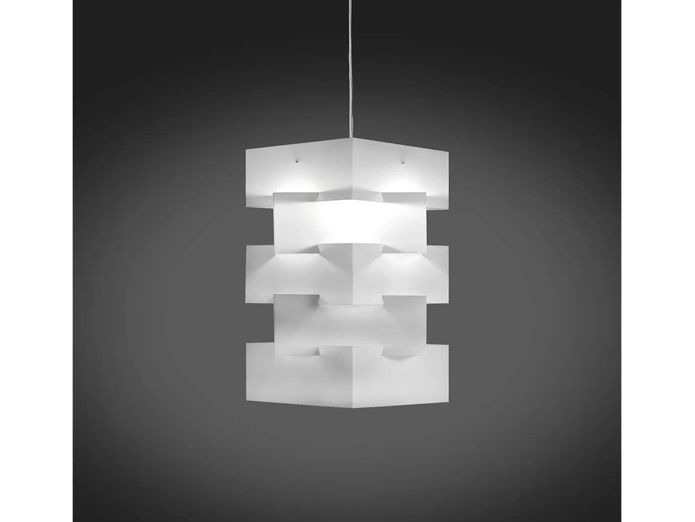 Sospensione Moderna Building Polilux ® Bianco E Metallo Cromo 1 Luce E27 H60Cm Blanco