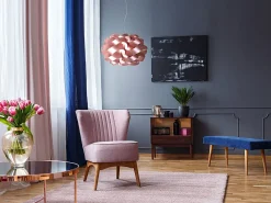 Lámpara Suspendida-Sospensione Moderna Cloud Polilux ® Pink Metal E Metallo Cromo 1 Luce E27 D.50Cm Plateado