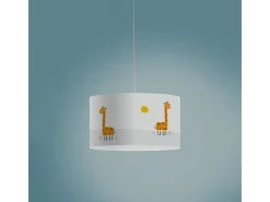 Lámpara Suspendida-Sospensione Moderna Decokids Polilux ® Grafica Giraffa 1 Luce E27 Blanco
